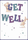 Brimming with warmth and hope, this get well card's vibrant design echoes the friendly atmosphere found in Harrow's Market Square. Two lovable figures-a round, soft teddy bear and an animated puppy-seem to leap from the scene, each joyously supporting the big, bold letters that spell out 'Get Well.' The upbeat indigo and teal hues of the type contrast beautifully with a soft, creamy white backdrop, creating a lively sense of clarity. Around them, a constellation of pastel blue and violet stars sparkles gently, infusing the card with a magical optimism much like the uplifting promise of a hand-delivered bouquet from your local florist. The illustrated fur, so meticulously rendered, feels plush and inviting-almost touchable-and the gentle expressions exude pure affection. This card radiates a soothing embrace, one that's perfect for sending comfort, support, and local cheer across the borough, whether brightening a room in Harrow-on-the-Hill Hospital or sending a smile along Pinner Road. It captures both the innocence of friendship and the therapeutic touch of a caring gesture, making it a heartfelt gift for anyone on the path to recovery.